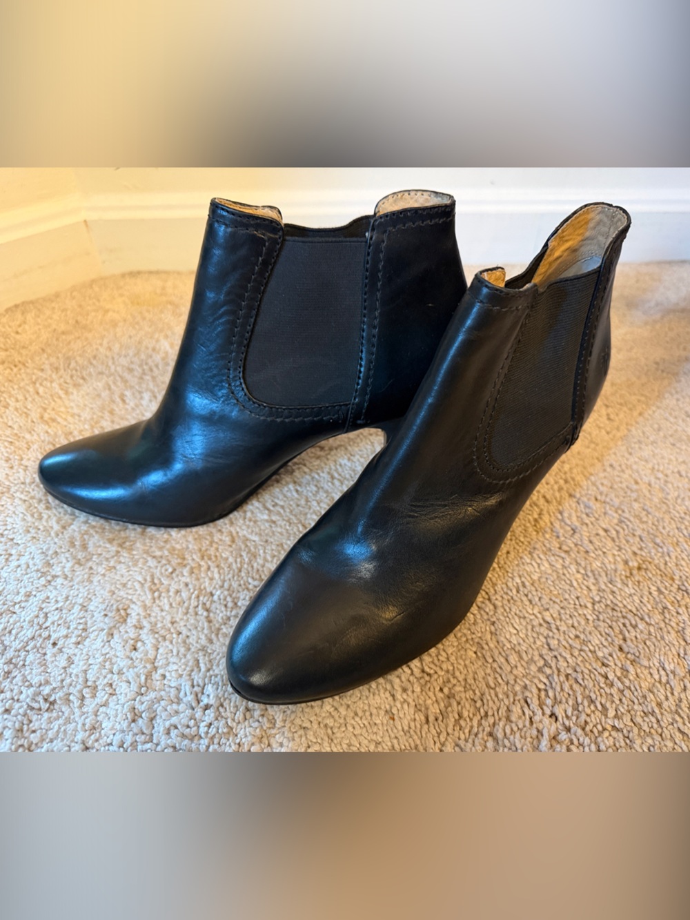 Frye Black Leather Chelsea Ankle Booties